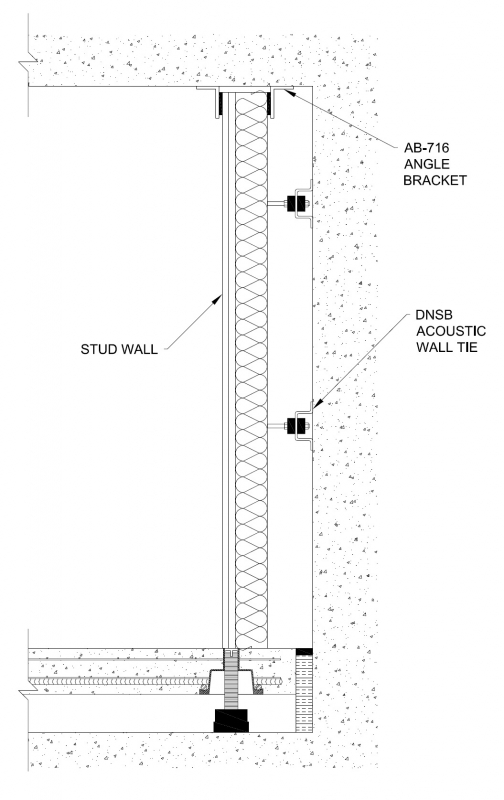 Cross section of an acoustically isolated partition wall